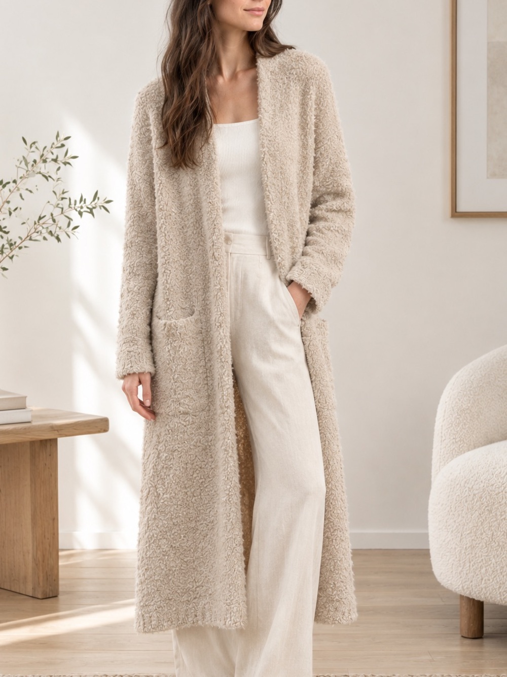 Banana Republic Wool blend Boucle Open Duster Cardigan